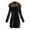 Black, variant on Meichang Puffer Jacket for Women with Faux Fur Hooded Petite Coat Long Sleeve Full Zip Up Down Jackets Casual Warm Winter Coats Casual Mid Length Outerwear Black M