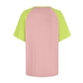 thumbnail image 4 of Womens Summer Raglan T-Shirts Color Block Plus Size Baseball Tees Casual Short Sleeve Loose Pullover Pink, L, 4 of 5