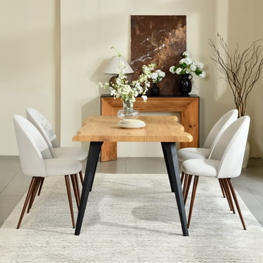 Homy Casa Ensemble de 2 Chaises de Salle à Manger pour Salon Salle à Manger avec Revêtement en Tissu Dossier Haut Chaise en Métal, Beige