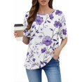 thumbnail image 2 of WZXFASHION Hauts d'Été pour Femmes 2025 Col Rond T-Shirts à Manches Courtes Blouses Décontractées T-Shirts Imprimés Mignons Amples Tenues Tendance Soldes de Liquidation T-shirt à Manches Courtes pour Femme, 2 of 6