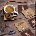 thumbnail image 3 of Inkdotpot Set of 6 Drink Coasters DecorativeNon,SlipCork Base4-inch Square PrintedCoastersEasy Clean- Coffee Quote, 3 of 8