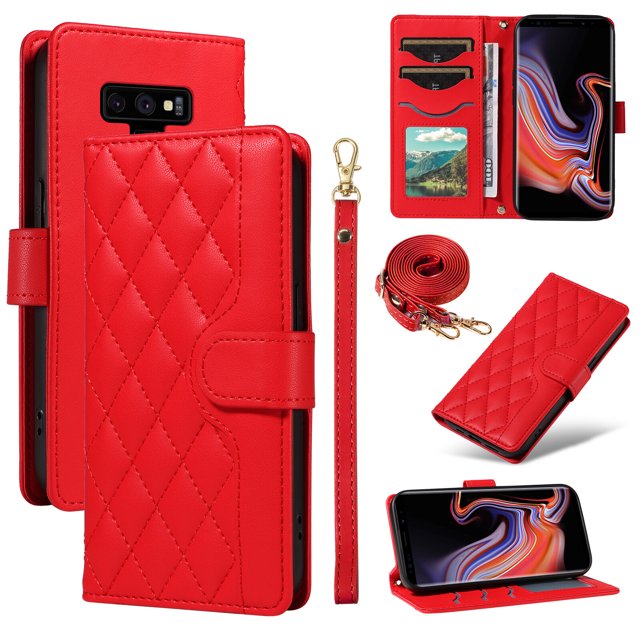 Samsung Galaxy Note 9 Phone Case , Wallet Flip Cover Adjustable Crossbody Lanyard Magnetic Card Slots
