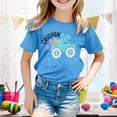 thumbnail image 2 of PMVFHDE Tenue de Pâques pour Filles T-Shirt Graphique de Pâques / Imprimé Lapin & Œuf Manches Courtes Col Rond / Tee-Shirt en Coton Doux pour Tout-Petit / Tenue Décontractée Printemps Été Bleu, 8-9 Ans, 2 of 4