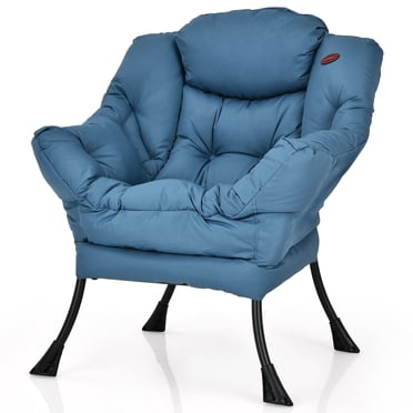 Costway Fauteuil de Repos Moderne en Tissu Polyester Fauteuil une Place avec Poche Latérale Bleu Marine