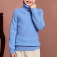 thumbnail image 4 of MeetoTime Kids High Neck Knitted Sweater Solid Color Fall Winter Long Sleeved Base Shirt for Girls, 4 of 4