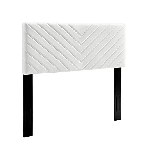 Modway Alyson Angular Channel Tufted Performance Velvet California King Headboard in White, King King