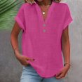 thumbnail image 2 of Hot Sale!! Mode Décontractée pour Femmes Col en V Boutonné Manches Courtes T-Shirt, 2 of 6
