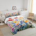 thumbnail image 3 of Poppy Flowers Comforter&nbsp;Set Boho Floral King Bedding Set,Jungle Plant Down Comforter Botanical Leaves Quilt Set,Country Butterfly Rustic Home Decor, 3 of 7