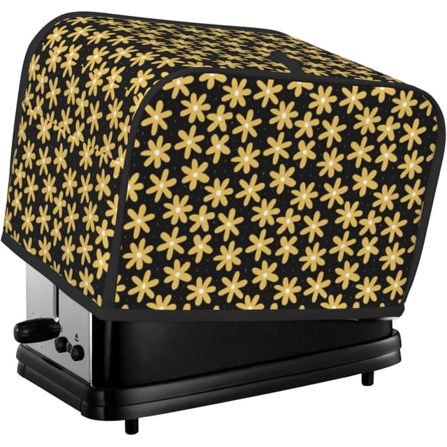 Toaster Cover 2 Slice Vintage Groovy Flowers Dustproof Bread Maker Cover Fingerprint Bakeware Protection Wide Slot Toaster Bag Reusable Kitchen Small Appliance Cover TC278
