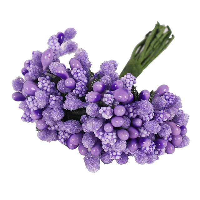 facefd Plastic Flower Heads Handmade DIY artificial Simulation Bouquet Stamen for Wedding Gift Decoration 12Pcs Type 14