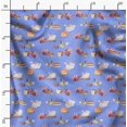 thumbnail image 2 of Soimoi Blue Silk Fabric Rabbit Animal Print Sewing Fabric Yard 42 Inch Wide, 2 of 6