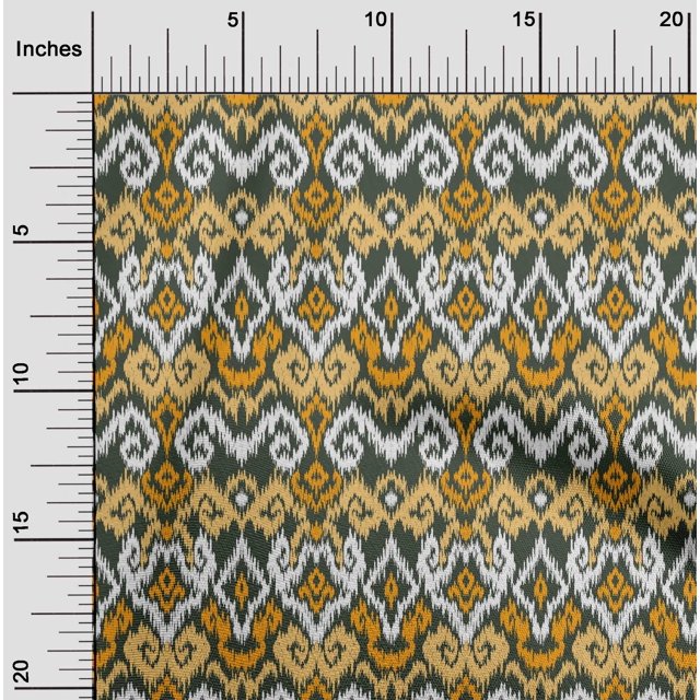 oneOone Viscose Chiffon Fabric Diamond & Swirl Ikat Decor Fabric Printed BTY 42 Inch Wide