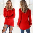 thumbnail image 2 of Yuyuzo Women Sweaters Fuzzy Fleece Tops Long Sleeve Tops Crewneck Pullover Tops Basic Plus Size Blouses, 2 of 5