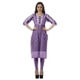thumbnail image 3 of Moomaya Robes Indiennes pour Femmes Décontractées d'Été Imprimées Manches 3/4 Longue Kurta, 3 of 6