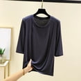 thumbnail image 2 of fatyb Chandails de Détente à Manches 3/4 pour Femmes Col Ras du Cou Amples et Confortables Blouses Chandail Décontracté de Tous les Jours T-Shirt de Pyjama, 2 of 3