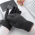 thumbnail image 1 of Gray Gloves Mittens Winter Mens Warm and Thick Cold Proof Solid Color Screen Gloves, 1 of 4