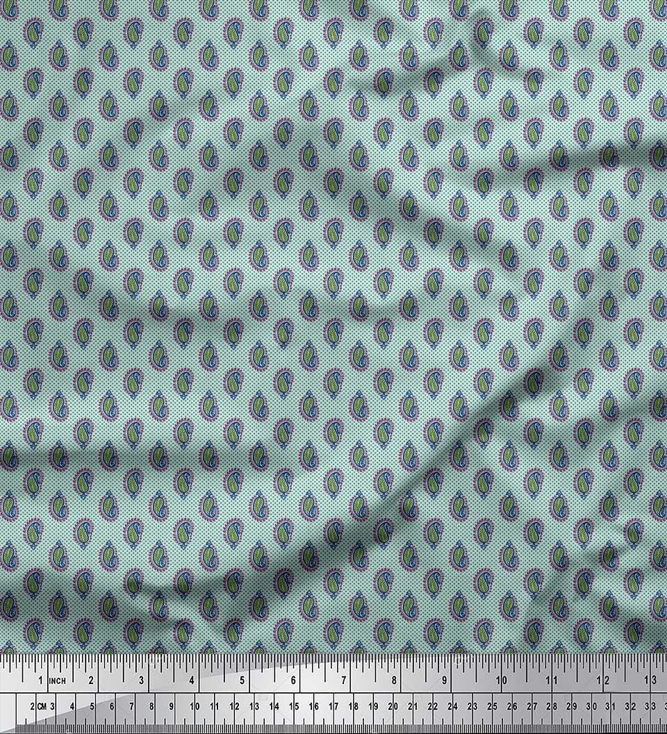 Soimoi Georgette Viscose Fabric Dot & Paisley Small Decor Fabric Printed Yard 42 Inch Wide