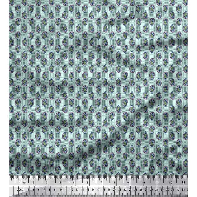 Soimoi Polyester Crepe Fabric Dot & Paisley Small Fabric Prints by Yard 52 Inch Wide