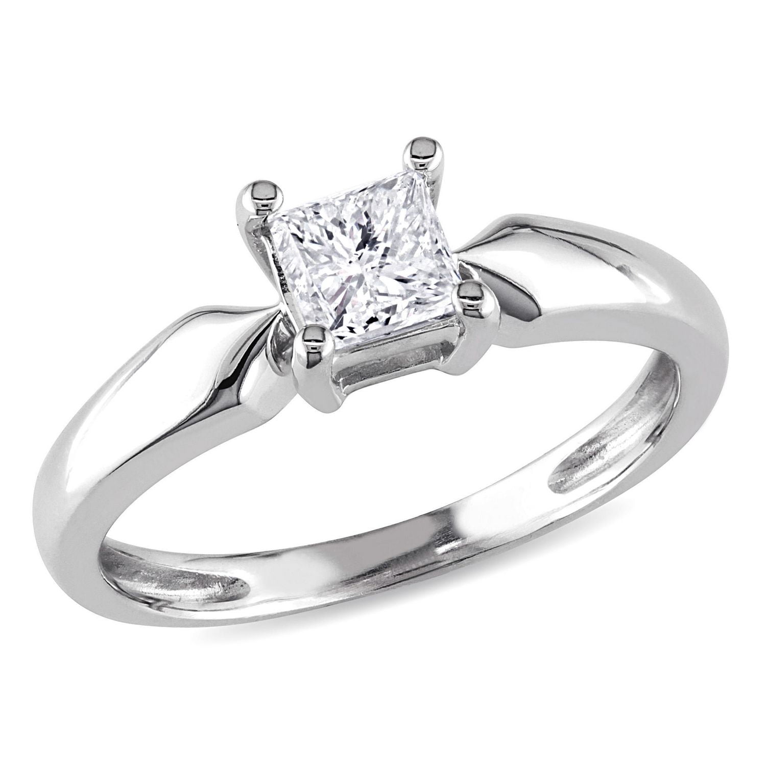 Bague de fiançailles solitaire Miabella avec diamant 1/2 CT poids total en or blanc 14K