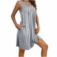 thumbnail image 4 of Pyjama pour Femmes Zeophrasy Femmes Imprimé avec Poches Chemises de Nuit Sans Manches Vêtements de Nuit devant Plissé Nuisette Col Rond Robe de Nuit Clearacne Moins de 5, 4 of 8