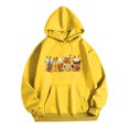 thumbnail image 1 of Rbaofujie Mignons Chandails à Capuchon pour Femmes à Capuche à Cordon Mode à Manches Longues Chandail à Capuchon Imprimé Haut Coa Jaune Chandail pour Femmes, 1 of 5