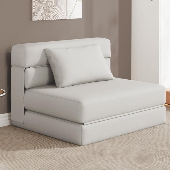 GloryStar Space-Saving 4-in-1 Sofa Bed, Tufted Folding Loveseat and Chair with Pillow for Guest Room or Lounge
