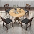 thumbnail image 3 of Costway Rustic Dining Table Wooden Dining Table with Round Tabletop & Curved Trestle Legs Natural, 3 of 10