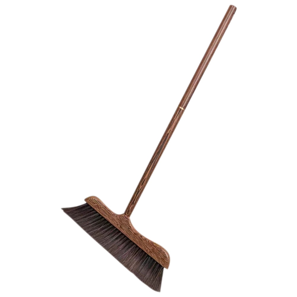 HONMEET Light Brown Wooden Scrub Broom with Stiff Bristles for Deck and Patio Cleaning At Home