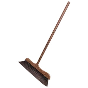 HONMEET Light Brown Wooden Scrub Broom with Stiff Bristles for Deck and Patio Cleaning At Home
