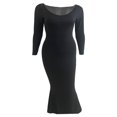 thumbnail image 2 of Mesdames Robe Longue Cou Slim Solide Robe Décontractée, 2 of 7
