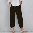 thumbnail image 2 of Timegard Plus Size Pants for Women Elastic Waist Solid Color Comfy Fall Casual Crop Pants with Pockets, 2 of 5