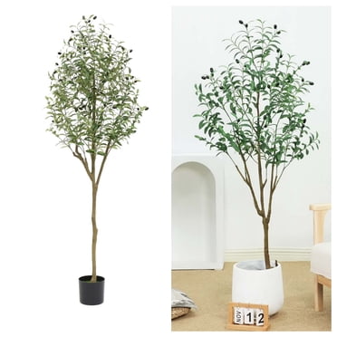 5.9 FT High Artificial Olive Tree, Indoor Artificial Plants Potted Olive Silk Tree for Living Room Bedroom Office Decoration