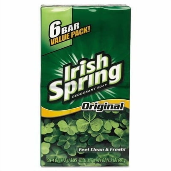 Irish Spring Original Clean Deodorant Bar Soap for Men, 104.7 g, 6 Pack, 6 Pack