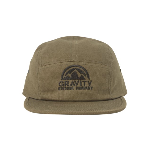 Gravity Outdoor Co. 5 Panel Hat - Olive (Black Logo)