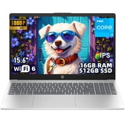 HP 15 Laptop, 15.6" FHD IPS Anti-Glare Display, Intel Core i3-N305, 16GB RAM, 512GB SSD, Windows 11 Home, Fingerprint Reader, Wi-Fi 6, English Keyboard, Silver