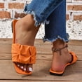 thumbnail image 4 of Womens Slide Sandals Flat Open Square Toe Fold Non Slip Casual Flat Sandals Orange, 4 of 9