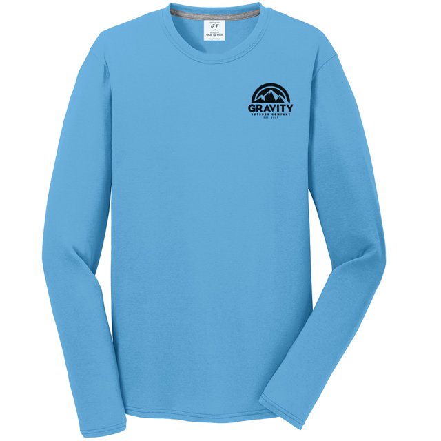 Gravity Outdoor Co. Chemise à Manches Longues Performance - Aqua - Logo Noir - 3TG