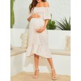 thumbnail image 2 of FAROOT Robe pour Femme Enceinte à Imprimé Floral, Encolure Carrée, Manches Courtes, Robe en Chiffon, Robe Midi, 2 of 7