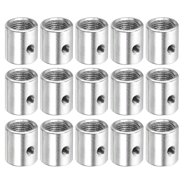 Unique Bargains Écrou de Raccord Rond M10 à M8 Adaptateur Filetage Convertisseur de Manchon Connecteur de Tige Tube Écrou Argent 15 Pack