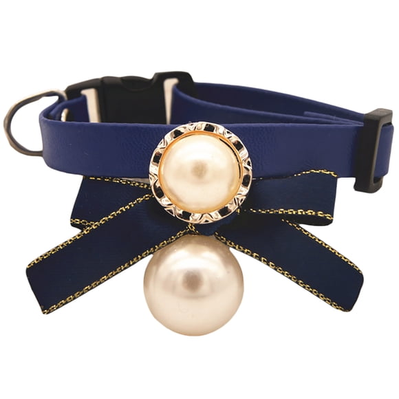 Pet Collar Elegant Bowknot: Fake Pearl Faux Leather Puppy Neck Collar Cat Collar