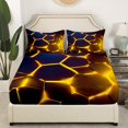 thumbnail image 3 of Erosebridal Abstract Ombre Sheet Set Queen, Futuristic Striped Bedding Sets Queen Size, Geometry Honeycomb Decor,, 3 of 7