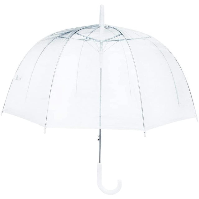 Umbrella - Dome See Through Extra Large Big Clear Transparent Umbrella - Wind Resistant (Clear, White)