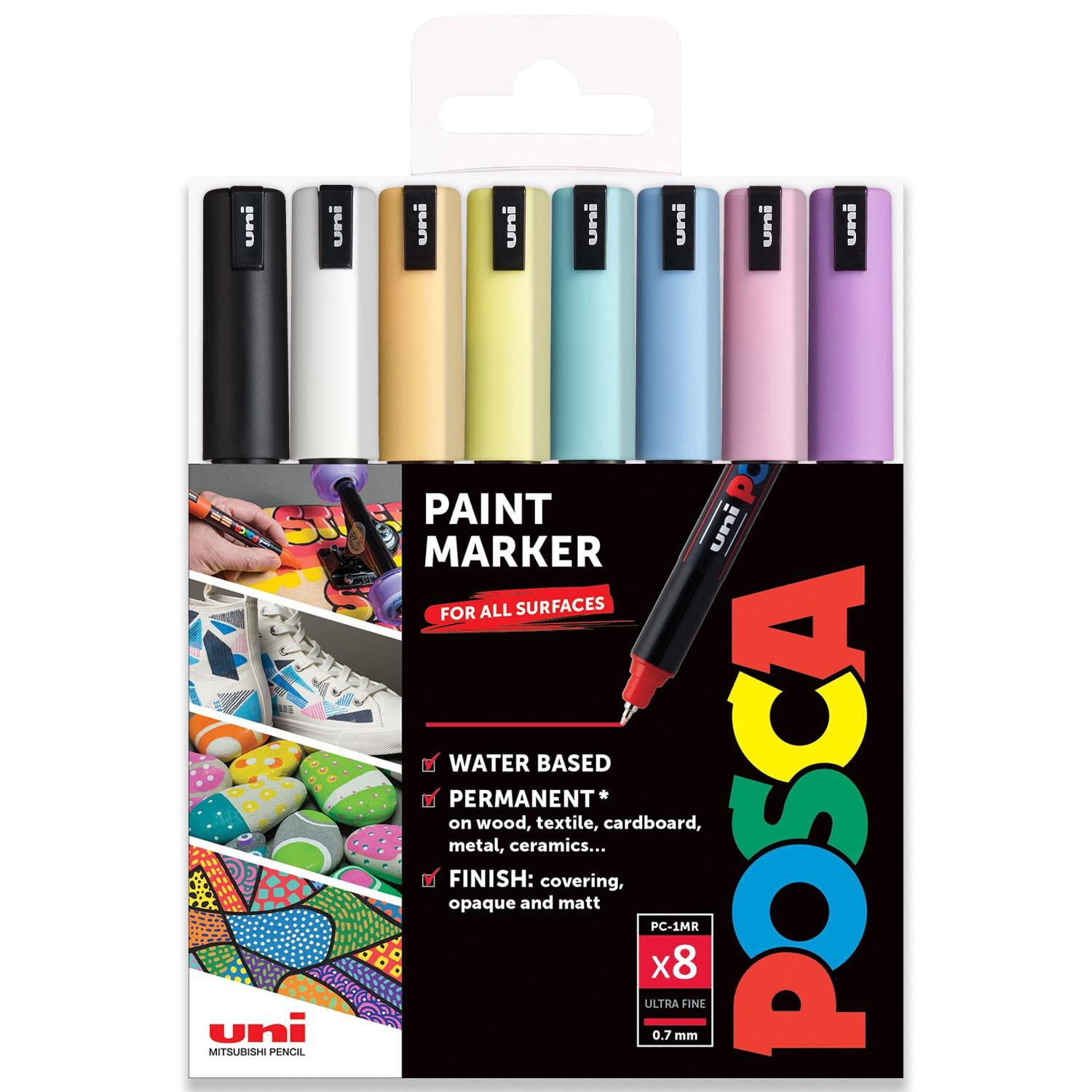 POSCA PC-1MR Paint Marker Art Pens - 0.7mm - Pack of 8 - Pastel Set in Wallet