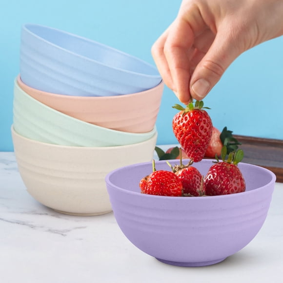 Aaihamo 5Pcs Plastic Bowls, Large Wheat Straw Cereal Bowl, Microwave Safe Soup Pasta Noodle Bowl for Kitchen Dining Serving