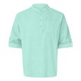 thumbnail image 4 of Kcodviy Mens Spring Loose Stand Dragon Button Up Shirt Solid Color Pocket Long one Short Sleeve Pullover Shirt, 4 of 5