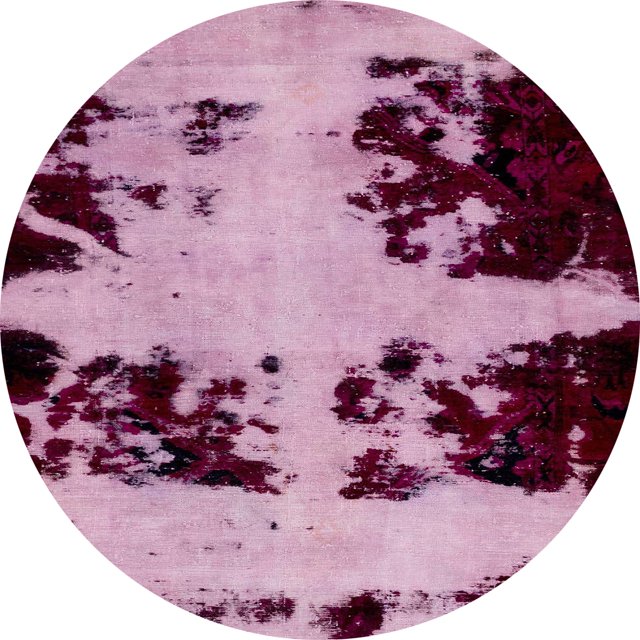 Ahgly Company Indoor Round Abstract Pink Abstract Area Rugs, 3' Round
