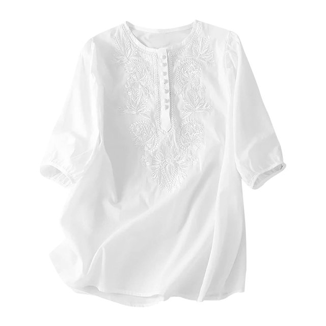 Penkiiy Hauts pour Femmes T-Shirts Décontractés à Manches Courtes à Col Rond d'Été Amples Blouse TG Blanc