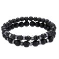 thumbnail image 2 of MesaSe PENGXAING 2Pcs/Set Natural Lava Stone Rock Volcanic Beads Elastic Bracelet Men Jewelry, 2 of 5