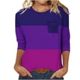 thumbnail image 1 of Blouses pour Femmes Haut Décontracté Uni à Col Rond à Manches 3/4 et à Poche à Manches 3/4 pour Femmes, 1 of 1