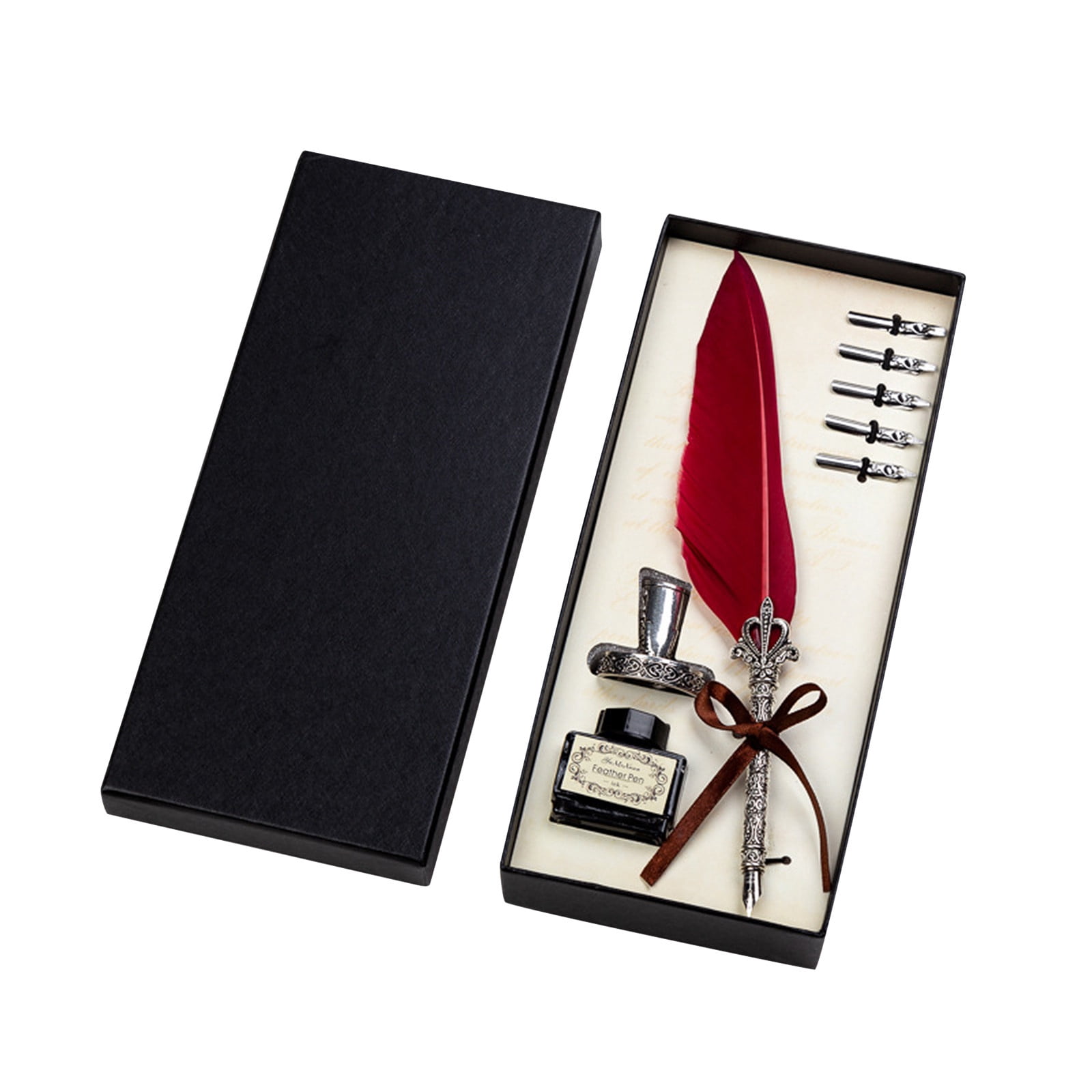 Writech Pens Drawing Pens Feather European Style Retro Feather Pen Set New Year's Gift15ml Red